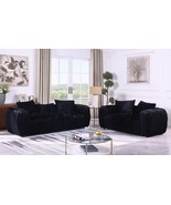 Enfield Modern Black Striped Fabric Sofa &amp; Loveseat Set - $2,634.68 CAD