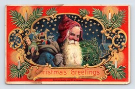 Santa Claus Blue Robe Christmas Greetings Barton and Spooner UNP DB Postcard D17 - £51.39 GBP