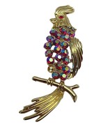 Cockatiel Brooch Rhinestone Bird Vintage Pin Gold Tone Iridescent Stones... - £17.34 GBP