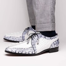 Marco Di Milano genuine hornback caiman crocodile Shoes Caribe White image 9