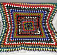 Vintage Crochet Afghan Mom Lap Baby Blanket Multi Color  20” X  20” - $19.54