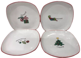 Fitz &amp; Floyd Essentials Merry Christmas Set of 4 Canapé/Dessert Plates - £23.87 GBP