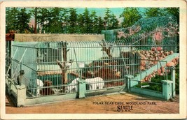 Vtg Postcard Seattle, Washington WA  Polar Bear Bark Cage Woodland Park Zoo T14 - £2.93 GBP