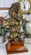 Patriotic Rustic American Bald Eagles Head Bust Figurine With Faux Wood Stand - £32.06 GBP