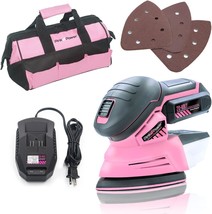 Small Handheld Sanding Machine, Pink Power Detail Sander For Woodworking, 20V - £73.88 GBP