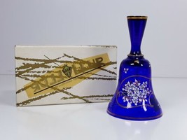 LLUR Luxor Bohemia Hand Painted Signed Gold Trim Cobalt Blue Crystal Bell - £11.28 GBP
