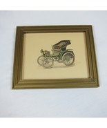 Antique Horseless Buggy Car Automobile Print Framed in Glass Vintage 1970s - £39.95 GBP