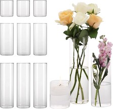 Cucumi 12 Pack Glass Cylinder Vase 4, 8, 12 Inch Tall Clear Vases For Wedding - £38.27 GBP