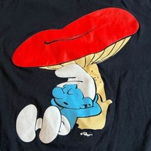 The Smurfs Mushroom Short Sleeve Lazy Sleepy Smurf Cartoon T-Shirt Retro Size M - £18.33 GBP