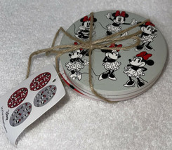 Disney Minnie &amp; Mickey Mouse Thirsty Stone Drink Coasters Set Of 4 NEW Gray Red - £17.39 GBP