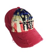 Wild And Free American Flag Distressed Red Baseball Hat Ball Cap 4350 Di... - $26.46 CAD