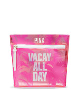 Victoria's Secret PINK Vacay All Day Beauty Cosmetic Travel Bag Jelly PVC Palm - £13.52 GBP