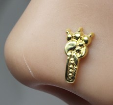 Traditional Vertical Style Indian Nose Stud Gold plated nose ring Push P... - $9.49