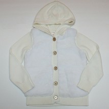 Gymboree Star Of The Show Girl Faux Fur Hooded Sweater Cardigan Sweater size 5 6 - £12.69 GBP