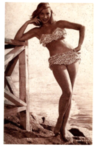 Vintage OOAK Photo Beautiful Young Lady Bikini Swimsuit On Beach Leaning... - £16.81 GBP