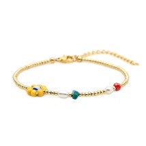 GO2BOHO Rainbow Macrame Bracelet Gift  Pearl Bracelets For Women Boho Jewelry Cr - £9.15 GBP