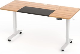Monomi Electric Standing Desk, Natural Top/White Frame, 55 X 28 Inches Height - £235.15 GBP