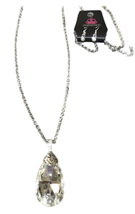 Paparazzi Silver Tone Oversized CZ Teardrop Necklace - $14.99