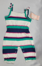 Gymboree Baby Girl Blue White Green Pink Striped Tank Romper Outfit Clothes 0-3 - £14.20 GBP
