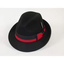 Men's Broner Wool Hat Classic Soft Fedora HIGHRISE 73-021 Black Red image 2