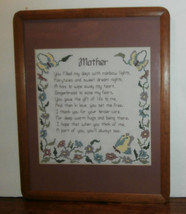  Mother Poem Cross Stitch Finished Matted &amp; Framed 19.5&quot; x 15.5&quot; - £15.78 GBP