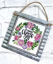 Galvenized Metal Sign ALWAYS CHOOSE JOY Jute Hanger Corrugated - $5.89