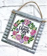 Galvenized Metal Sign ALWAYS CHOOSE JOY Jute Hanger Corrugated - $8.21 CAD