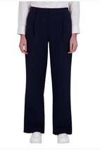 DKNY Womens Dress Pants Navy Blue Wide Leg Pockets High-Rise Stretch Rel... - $42.99