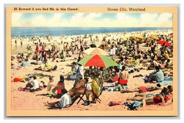 Crowded Spiaggia Vista Ocean City Maryland Md Unp Lino Cartolina D22 - £6.45 GBP