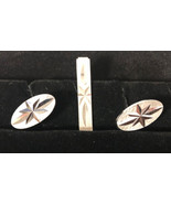 Anson Atomic Stars Cufflinks And Tie Clip Silver Tone Classy Vintage - $564.50 MXN