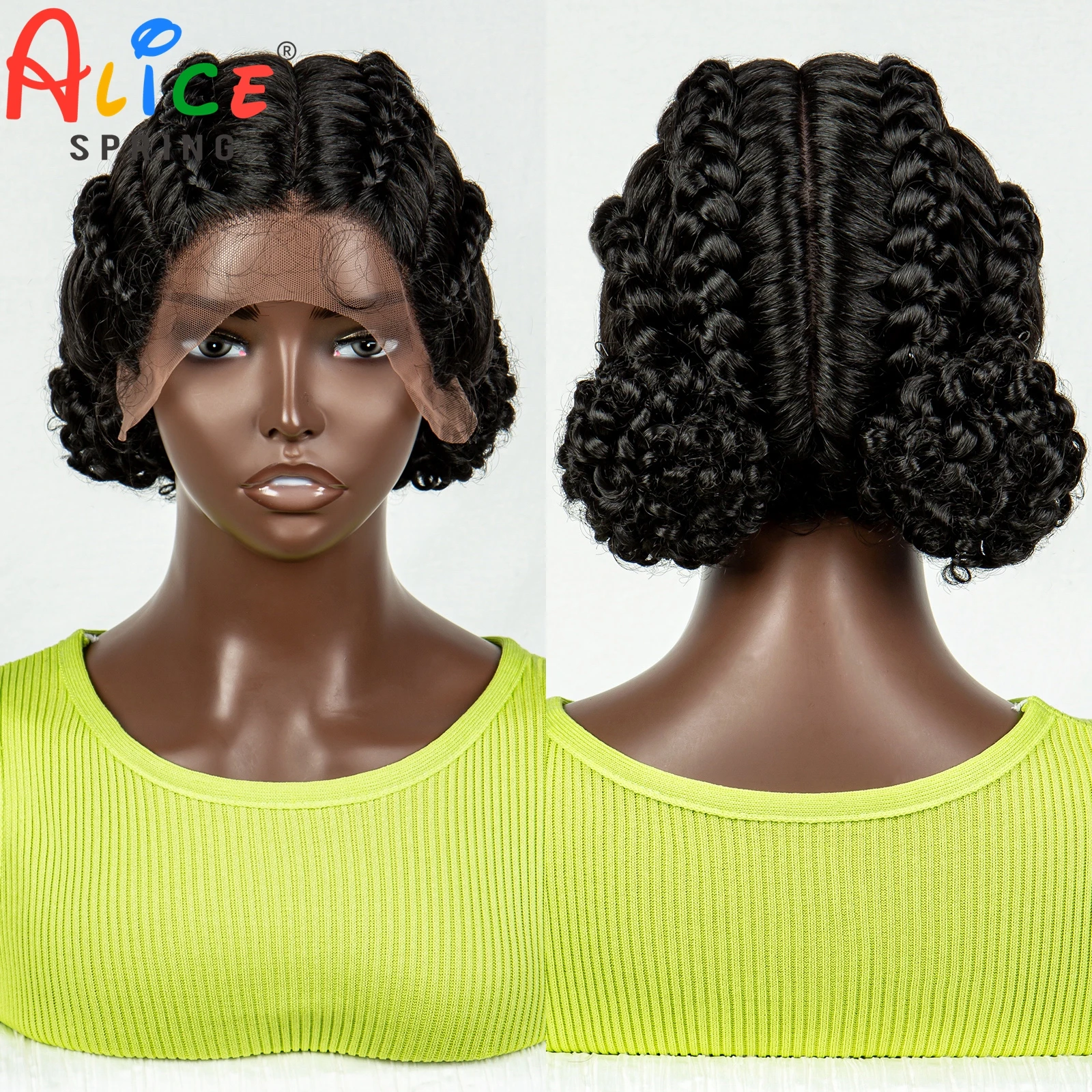 Short Synthetic Updo Braided Wigs Knotless Box Lace Front Wig for Women New - £103.58 GBP