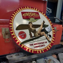 Vintage 1942 Aero Shell Aviation Engine Oil Porcelain Gas &amp; Oil Pump Sign - £97.95 GBP