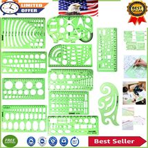 Transparent Green Plastic Ruler Set - 11 Templates for Accurate Design &amp;... - $385.08 MXN