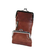 Cigarette Case w/ Change Purse Brown Genuine Leather Currency Pocket But... - $25.73