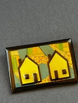 Vintage House Pins by Lucinda Lime Green Houses in Black Outline w Sparkly Back - £11.72 GBP