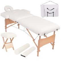 2-Zone Folding Massage Table and Stool Set 3.9&quot; Thick White(D0102H5T17T.) - £444.40 GBP