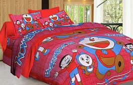 Traditional Jaipur Printed Cotton Doraemon Bedsheet for Kids Room, Sanganeri Jai - £26.37 GBP