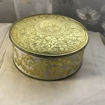 Vintage Tin Container Large Round Guildcraft New York USA Grape Gold Whi... - £11.06 GBP