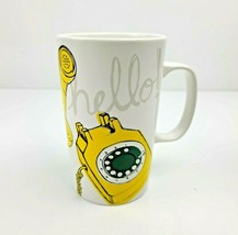 Starbucks Hello! White Yellow Rotary Telephone Coffee Mug Ceramic 16 oz 2015  - $17.97