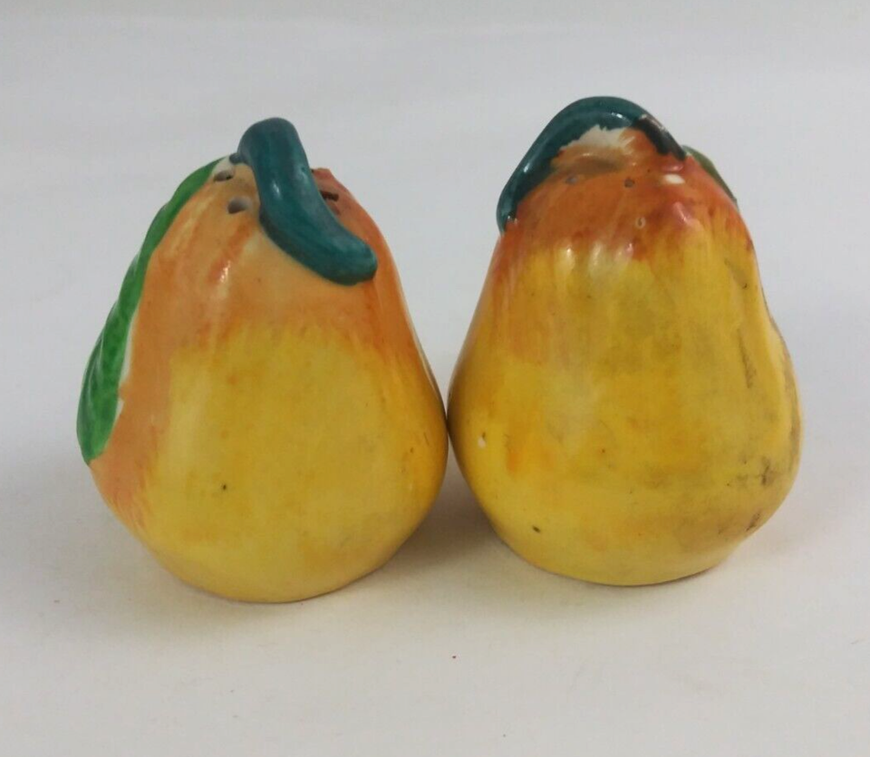 Vintage Green Leafy Yellow Pears 2.25&quot; Salt &amp; Pepper Shakers Occupied Japan - $9.89