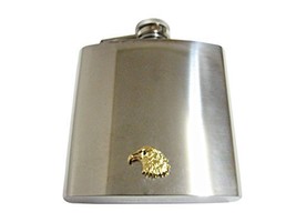 Gold Toned Eagle Bird Head 6 Oz. Stainless Steel Flask - £39.86 GBP
