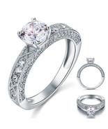 1.25Ct Round Solitaire Vintage Style Lab-Created Diamond Wedding Ring 92... - £85.91 GBP
