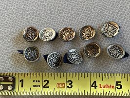 ANTIQUE  CUT STEEL BUTTONS 10 With Crest Copper/Steel Shank 5/8" - $39.10