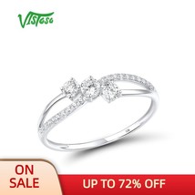 VISTOSO Gold Rings For Women Genuine 9K 375 White Gold Ring Sparkling White CZ P - £55.00 GBP