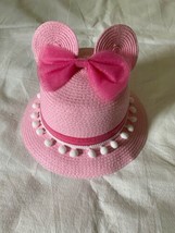 Disney Parks Youth Girls Size Pink Minnie Mouse Ears Beach Sunhat Sun Hat New - $24.00