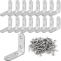 16PCS L Bracket Corner Brace Set 90° Stainless Steel w/ Screws for Wood - €7,01 EUR