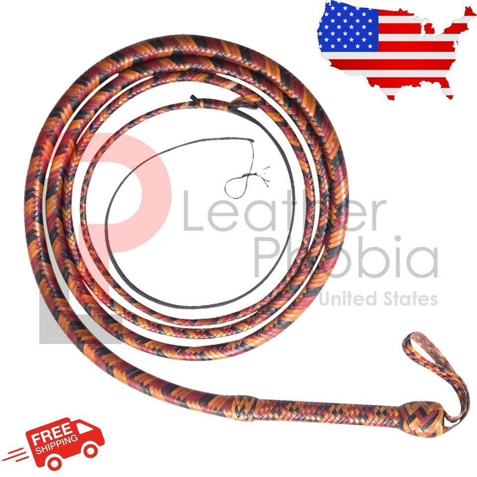 Kangaroo Hide Leather Bullwhip 08 Feet Long 16 plaits Indiana Jones Bull... - $56.09
