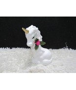 Glazed Unicorn with Pink Rose Hollow Ceramic Figurine, Made in Taiwan, NIB - £3.99 GBP