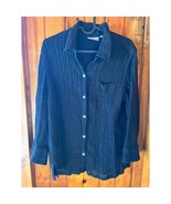 Croft &amp; Barrow Black Button-Down Shirt Casual Long Sleeve Size L - $418.15 MXN
