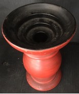 HAEGER POTTERY Orange CandleHolder-Mid-Century Modern;7½&quot;h x5&quot; rim - £18.66 GBP